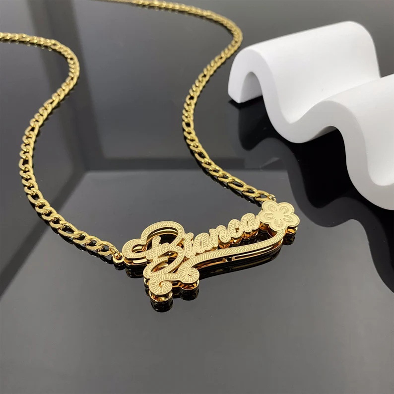 Collana con nome inciso in acciaio inossidabile bicolore_voghion.com
