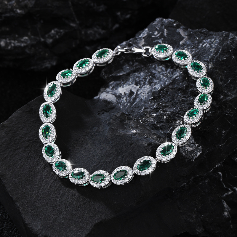 European and American Style 925 Sterling Silver Spinel Necklace Jewelry Set Banquet Dress Bride Accessible Luxury Fashion Versatile Set