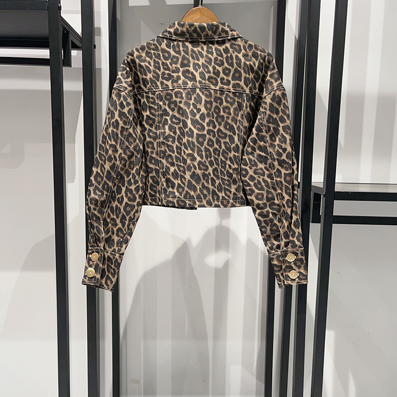 Conjunto de abrigo corto y pantalón para mujer, estampado leopardo, estilo moderno