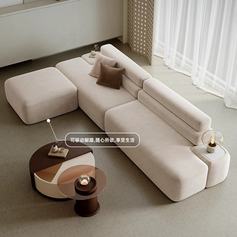 Sofá de tela retrógrado francés, sala de estar creativa, gran casa, sofá de esquina de estilo especial diseñador de viento silencioso