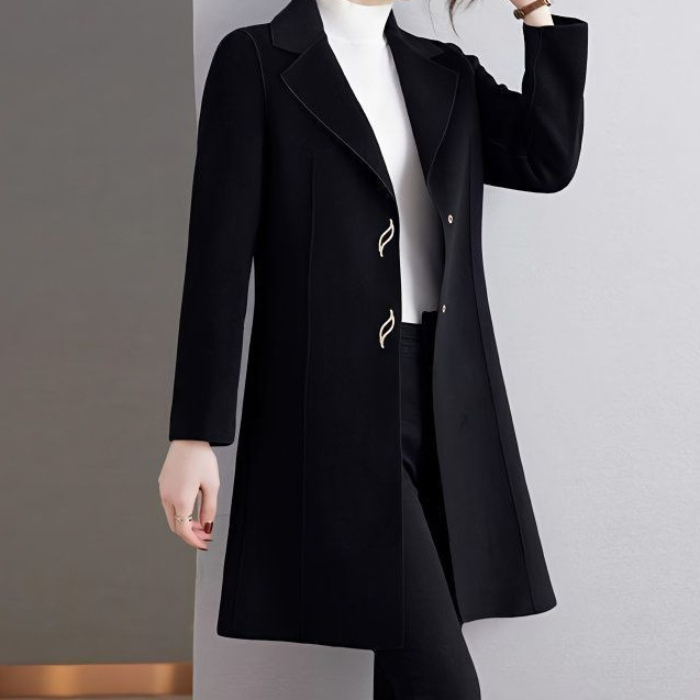 Double-Sided Wool Outwear for Women, Mid-Length Suit Collar, New Style, Woolen Outwear for Middle-Aged Mothers, Versatile Style
