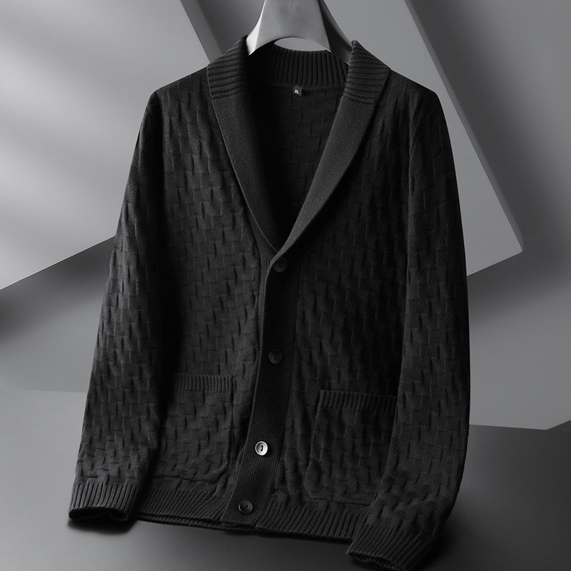 Fat brother 2022 middle-aged and elderly knitted cardigan coat men's spring and autumn plus size loose V-neck sweater Fat brother 2022 middle-aged and elderly knitted cardigan coat men's spring and autumn plus size loose V-neck sweater