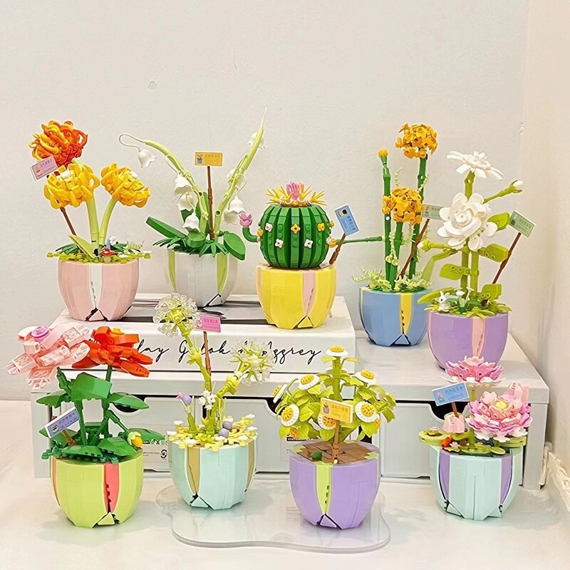 Children's building blocks small particles Leyi Zhigao bouquet assembled boys and girls handmade stall wholesale Chenghai Toys
