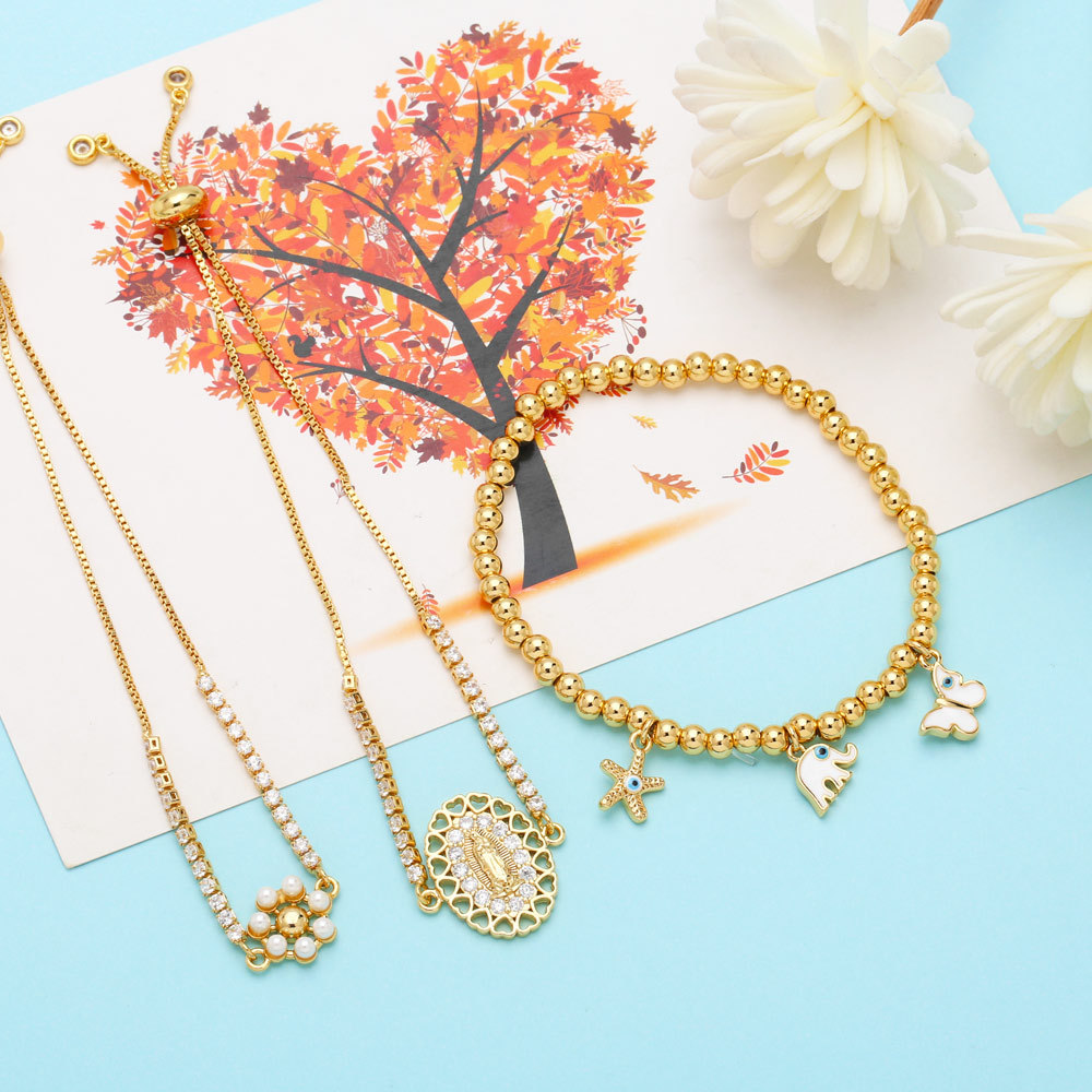 Fashion Heart Shape Butterfly Copper Bracelets Inlay Zircon Copper Bracelets