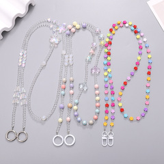 Yi Lian's new AB color butterfly beaded cross-chain mobile phone case lanyard dopamine matching flower bag shoulder strap chain