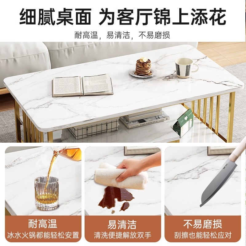 Mesa de té sala de estar doméstica 2025 nueva mesa de té pequeña casa de lujo ligero de alta sensación de alquiler de la casa de mesa cuadrada pequeña