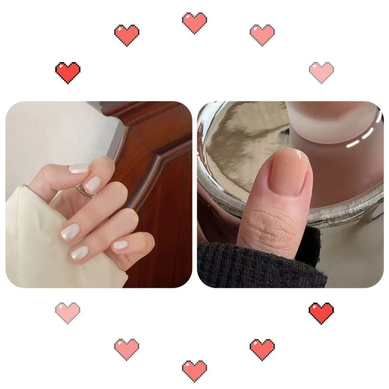 新款珠光白指甲油免烤不可撕持久不掉色快干显白亮片细闪美甲油|undefined