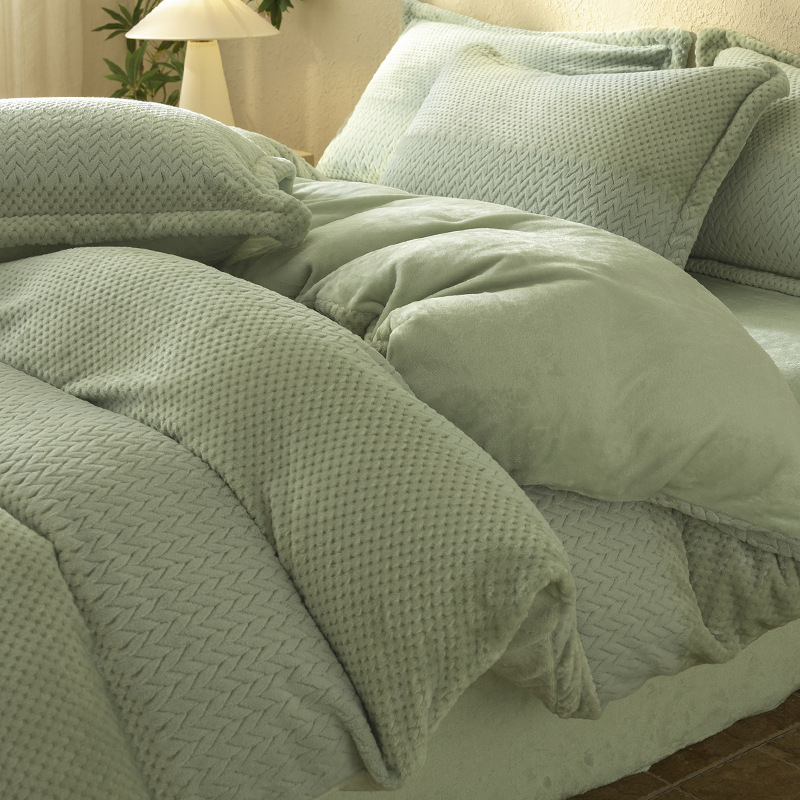 250g de lujo ligero de invierno engrosado sábanas de lana de coral cubierta de cama de tres piezas de cama