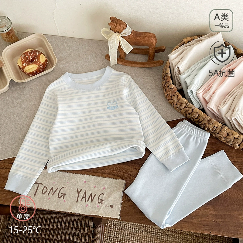 Детские осенне-зимние пижамы из чистого хлопка класса А, бесшовные мягкие вельветовые эластичные пижамы, комплект нижнего белья для дома для мальчиков и девочек