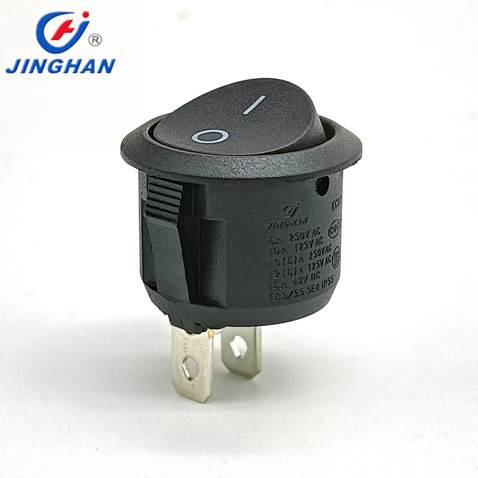 晶瀚 JINGHAN 全黑圆形船型开关 咖啡机开关 热水壶开关 KCD1-201