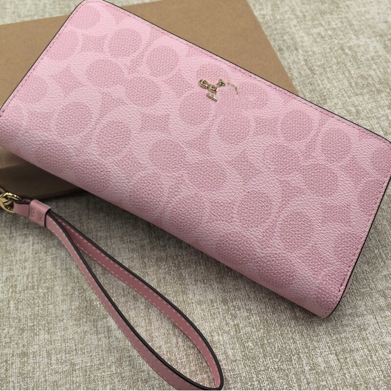 Women's Long Wallet with Zipper, Wrist Bag, Multiple Card Slots, Practical Phone Pouch, Large Capacity, Printed Wallet, Pink