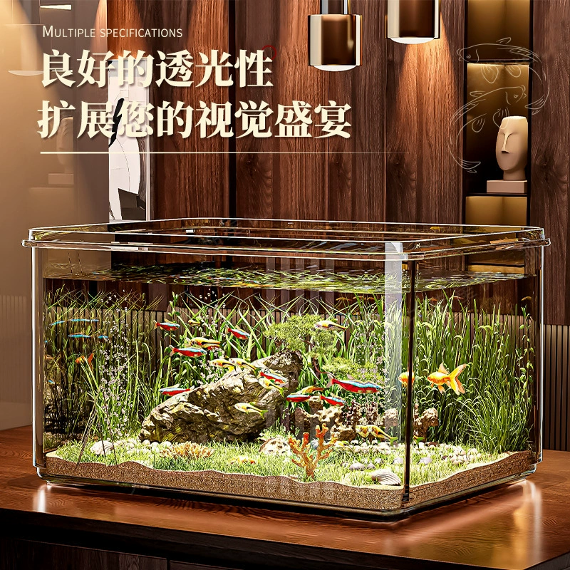 Transparent small square acrylic aquarium for office