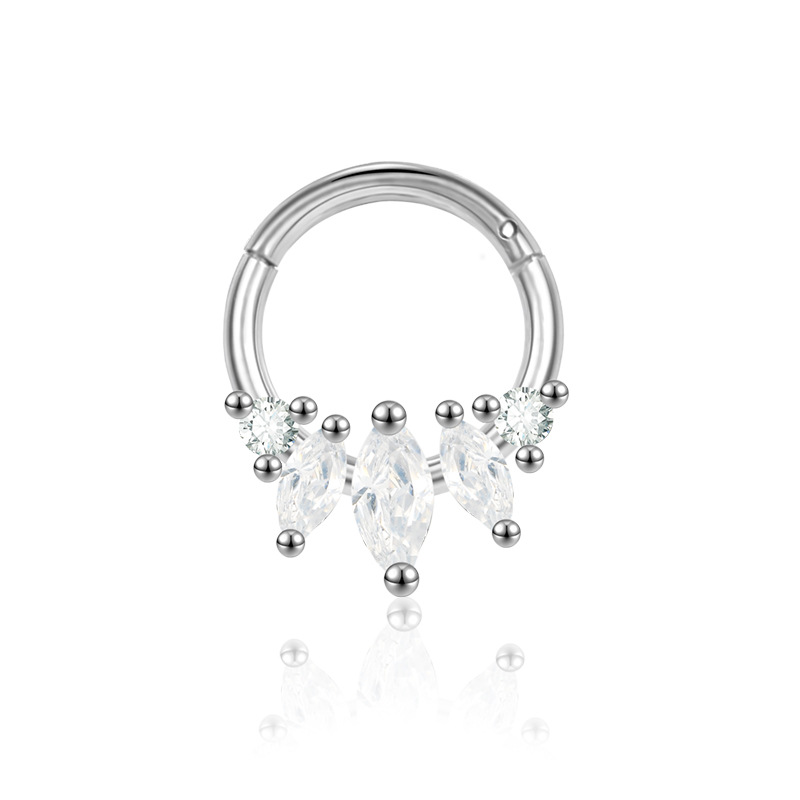 2023 New Hot Sale Zircon Nose Decoration Women's Stainless Steel Diamond Nose Ring Elegant Fashion Spinning Ring Universal Ring detail image 8