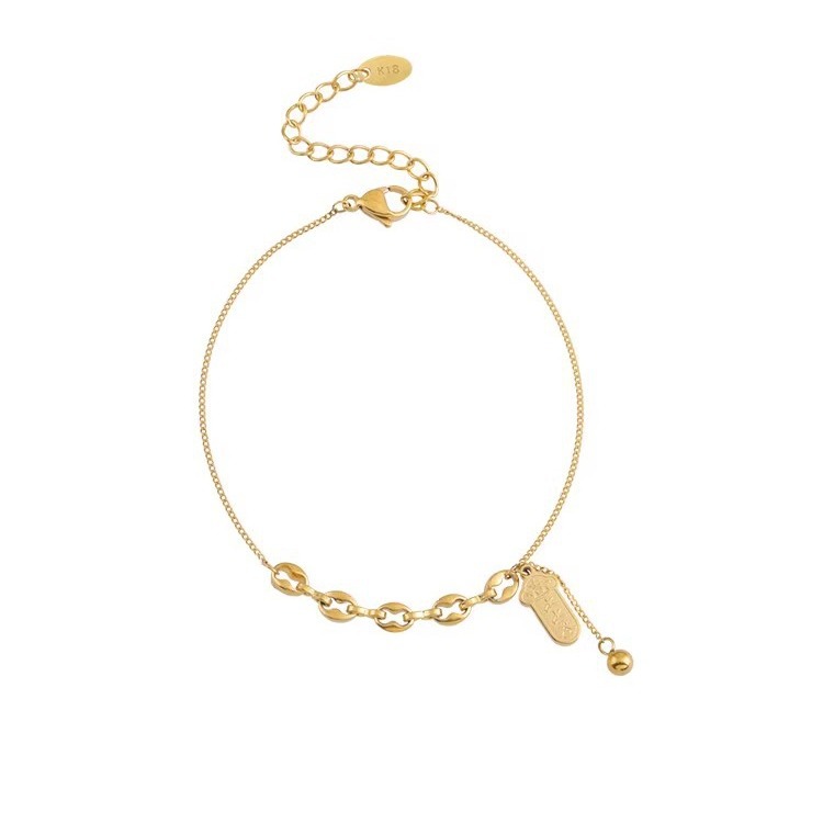 Wen Jian 2024 nuevo estilo, tobillera, nicho femenino, diseño avanzado, personalidad de lujo ligero, cadena de pie, acero de titanio