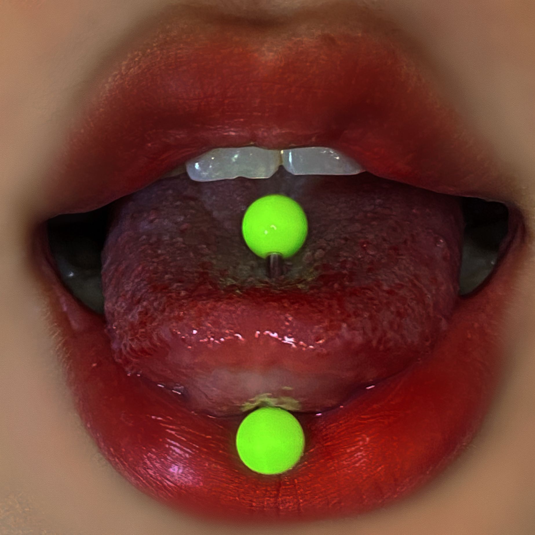 Labret stud lip piercing jewelry styling detail