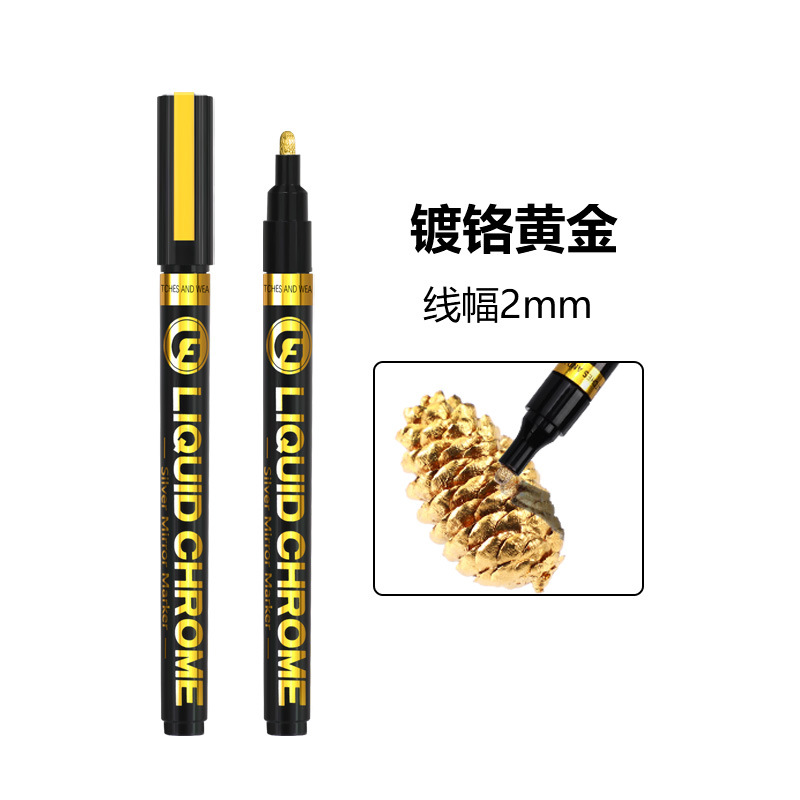 Guangna 843 de alto brillo espejo Chrome Mark pluma reflexiva pintura pluma DIY Gundam modelo de galvanoplastia de plata pluma de metal