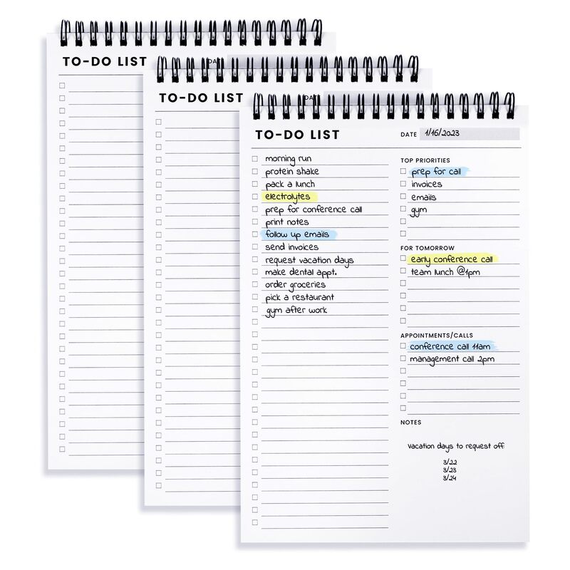 Simple note pad printed logo spiral coil daily plan notebook daily to-do list notepad