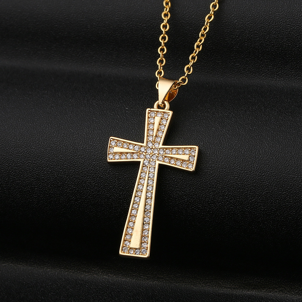 Fashion Cross Christian Copper Zircon Necklace Wholesale display picture 3