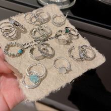 韩版精致高级感套装戒指女ins风小众轻奢珍珠开口食指环手饰批发