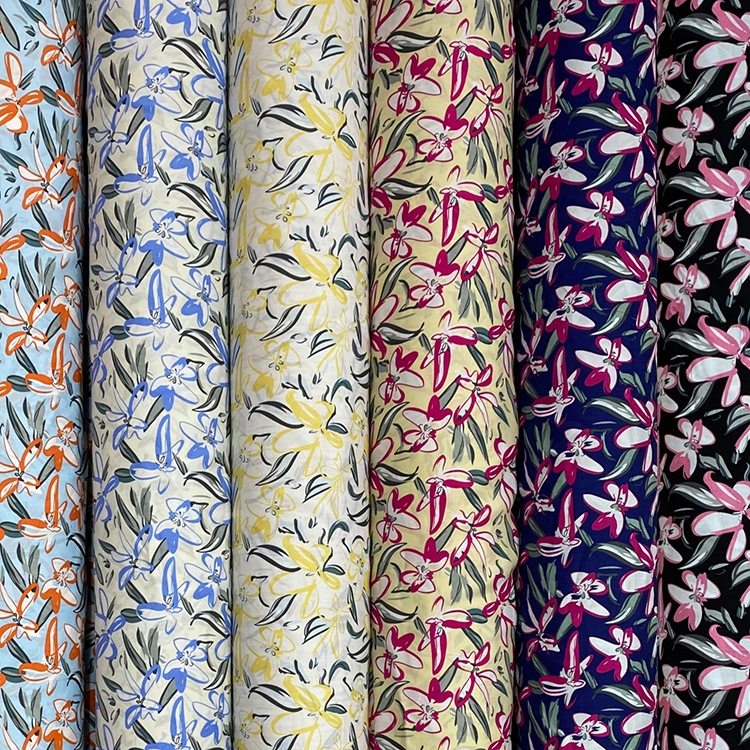 Impresión abstracta de alta calidad de tela de viscose de rayon poplin charlis para ropa