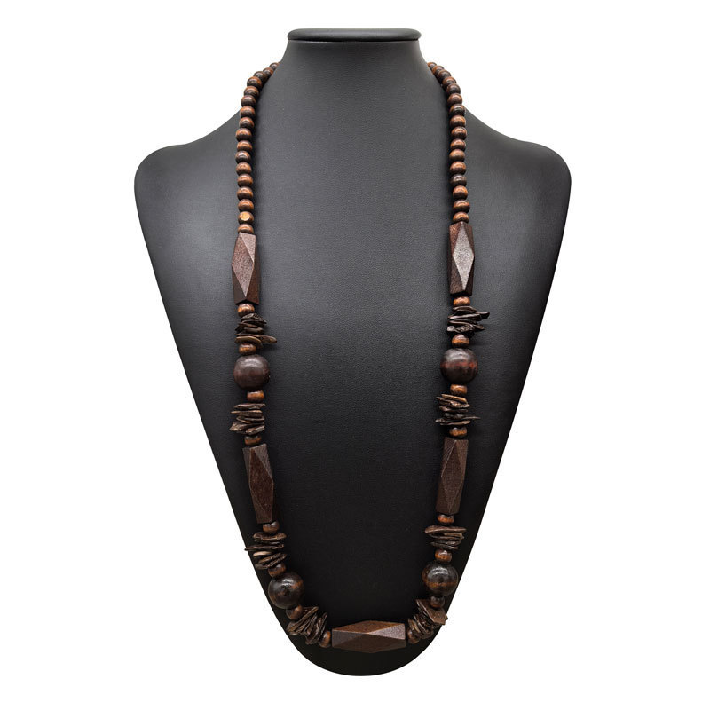 ボヘミアンカレー色ココナッツシェル長木玉y型セーターチェーンアフリカビーチ女性ネックレスnecklace|undefined