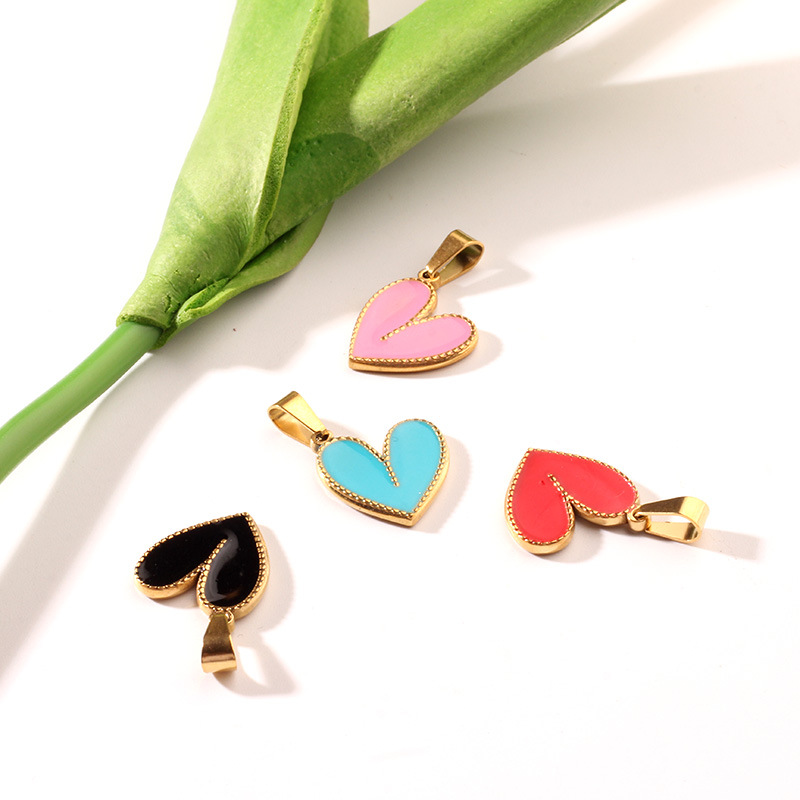 6g Weight Pendant Jewelry Making Type DIY Jewelry Accessories Classification 1 Piece Quantity 304 Stainless Steel, Metal Material Peach, Heart Shape Pattern Women's Gender Retro Style Enamel, Plating Craft 1 Piece 304 Stainless Steel Metal Peach Heart Shape Pendant DIY Jewelry Accessories 无
