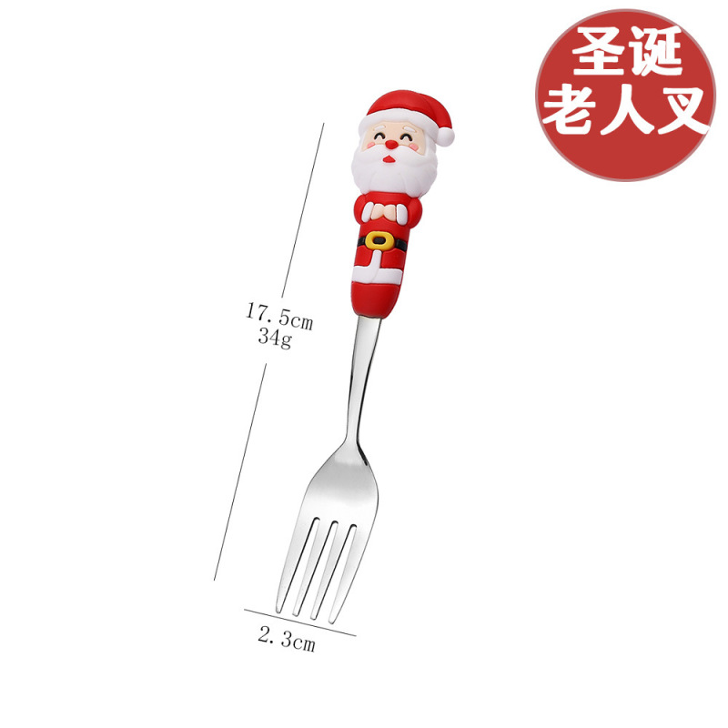 新しいクロスボーダー大型クリスマスフォークとスプーン食器セットステンレス鋼クリスマススプーンイン高価値コーヒースプーン|undefined