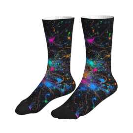 POD印花炫彩荧光神经脉络宇宙星云抽象涂鸦中筒袜