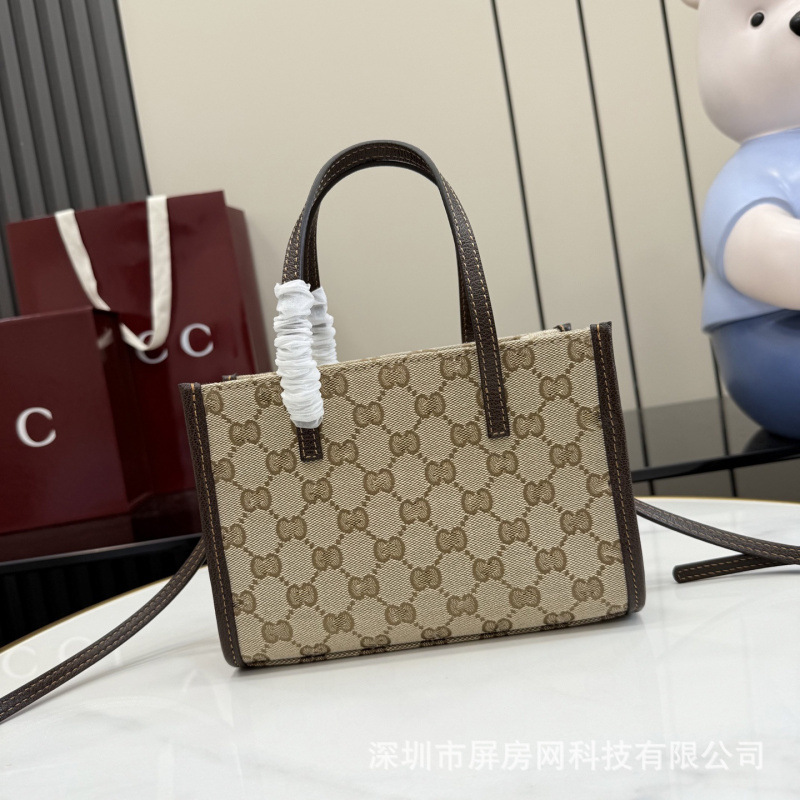 新品酷奇帆布女包饰双G吊坠小号托特包购物袋手提单肩包外贸跨境