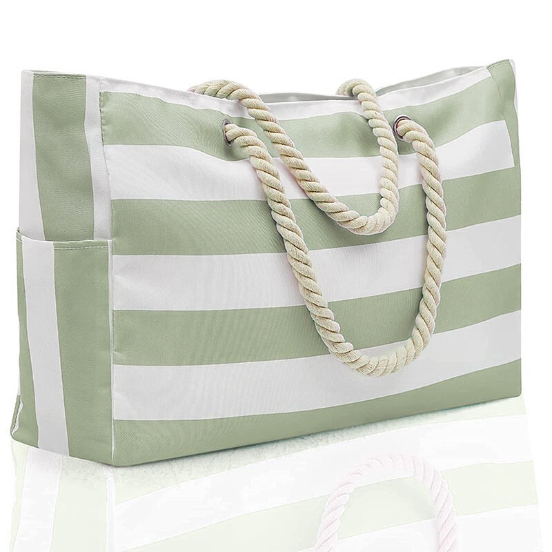 Striped beach bag bohemian large storage bag canvas travel bag large capacity shopping bag environmental protection handbag