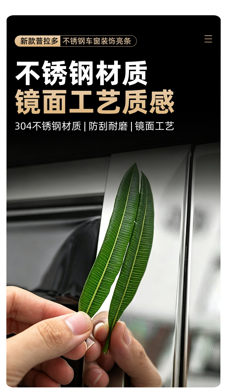Suitable for 2024-2027 Toyota Prado models: stainless steel window trim, window decoration, and decorative strips