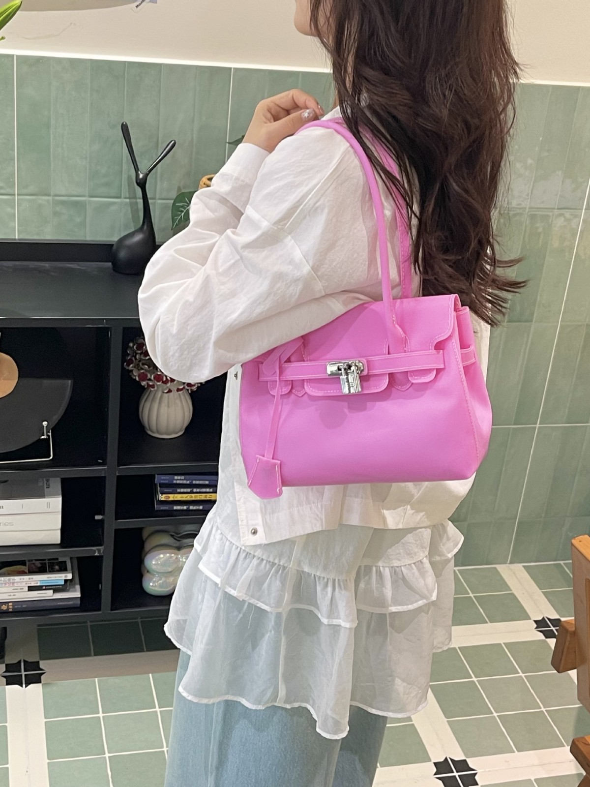 Bolsa de gelatina de gran capacidad para mujeres verano de 2026 nueva moda de dopamina Kelly bolso de moda coreano bolso de tote