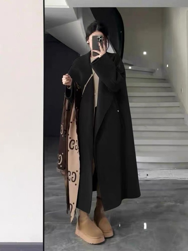 高坪量感のラシャのコートの女性の秋冬の新型の毛はコートの小さい男の韓系の中で長いです。|undefined