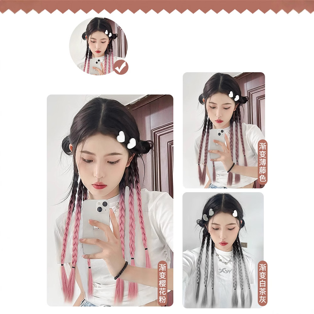 Peluca Koni con trenza bóxer y cola de caballo - Cabello degradado de moda para mujer