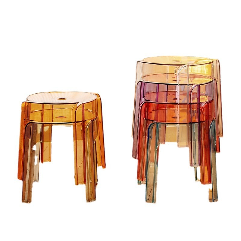 Taburetes de plástico acrílico pequeños para el hogar, taburetes de molino de viento modernos y simples, taburetes de cambio de zapatos, taburetes de sofá