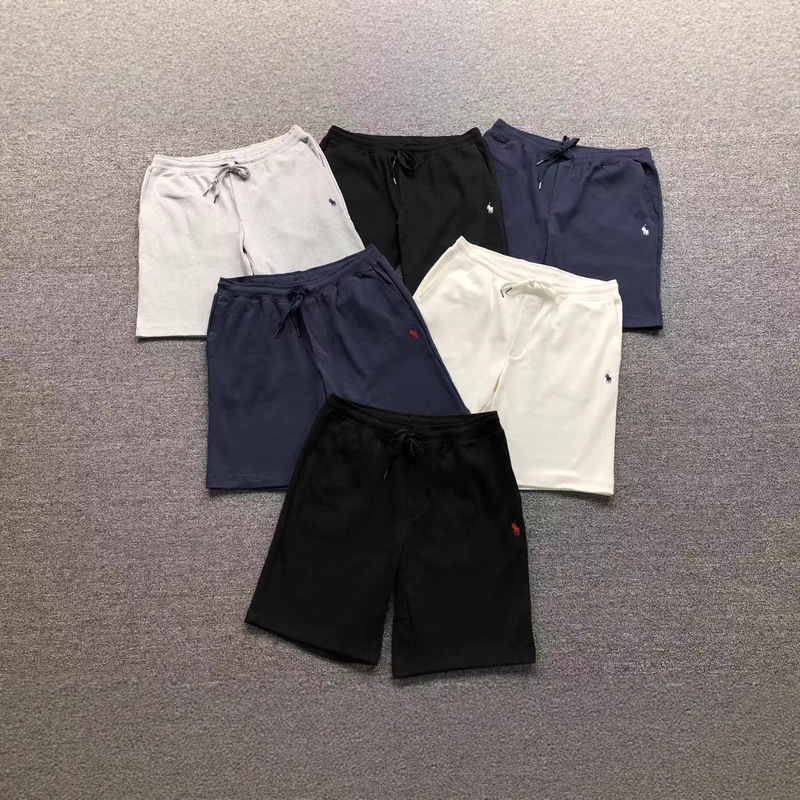 High Version Men's Rl Pure Color Casual Versatile Polo Pure Cotton Golf Sports Beach Workwear Five-Point Shorts