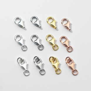 S925 Silver Gold-Plated Lobster Clasp Spring Buckle Water Drop Buckle Necklace Bracelet Buckle DIY Accessories Wholesale S0931