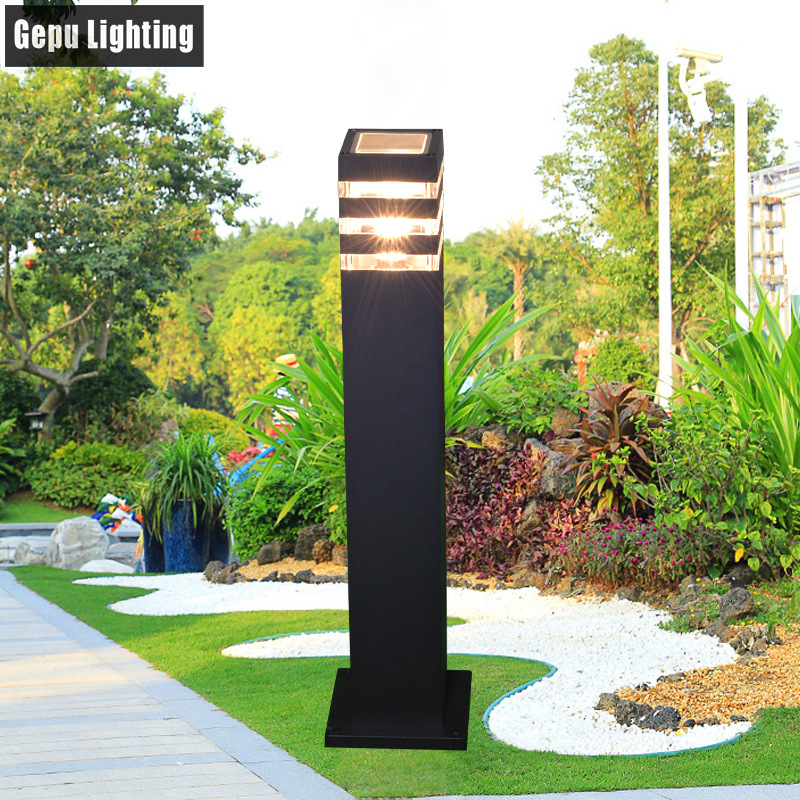 草坪燈地插燈戶外防水簡約庭院燈花園林景觀路燈鋁材方形3層透光