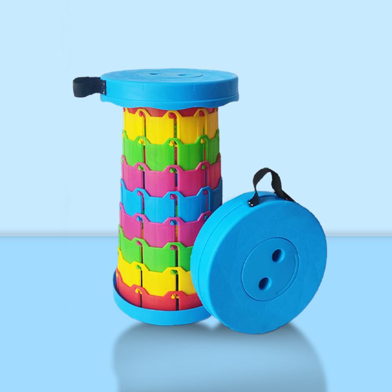 Rainbow Telescopic Folding Stool for Train Fishing Travel Portable Folding Stool Home Use Plastic Chair