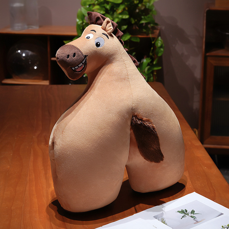 搞笑礼物马屁精床头靠枕创意PP解压抱枕可插手暖手生肖马男友礼物