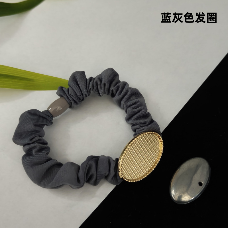 宋锦DIY底托带盖 大肠发圈蓝 灰色大肠发圈发夹材料 KC金电泳保色|undefined