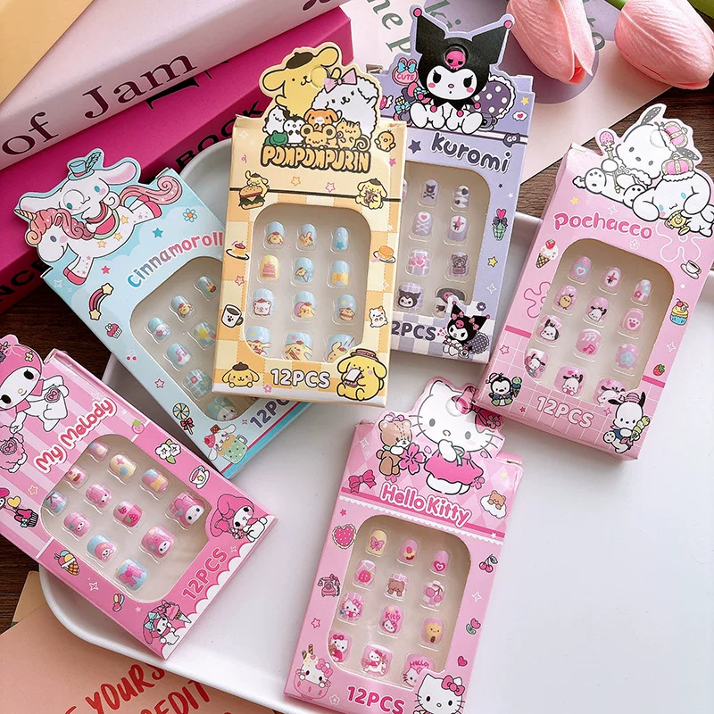 Sanrio, милые детские наклейки для ногтей, 12 шт., для наряда