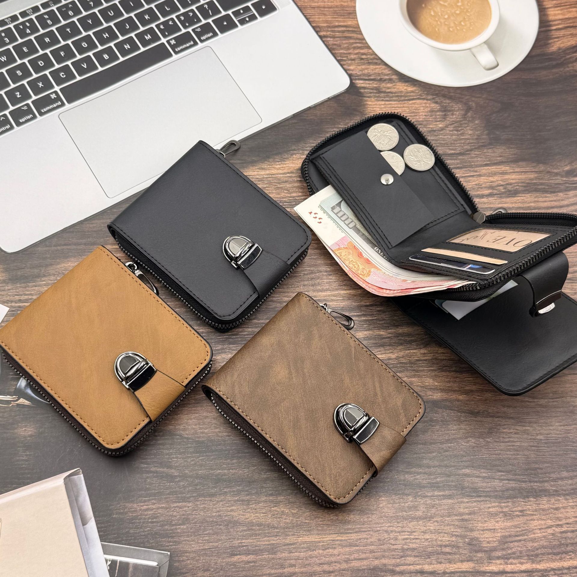 Cross-border supply of men's wallets, Amazon's best-selling item, large capacity, multiple card slots, retro European and American style, men's leather wallet, in stock from the manufacturer