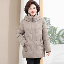奶奶装冬季中长款羽绒服连帽妈妈冬装2025新款加厚中老年人外套女