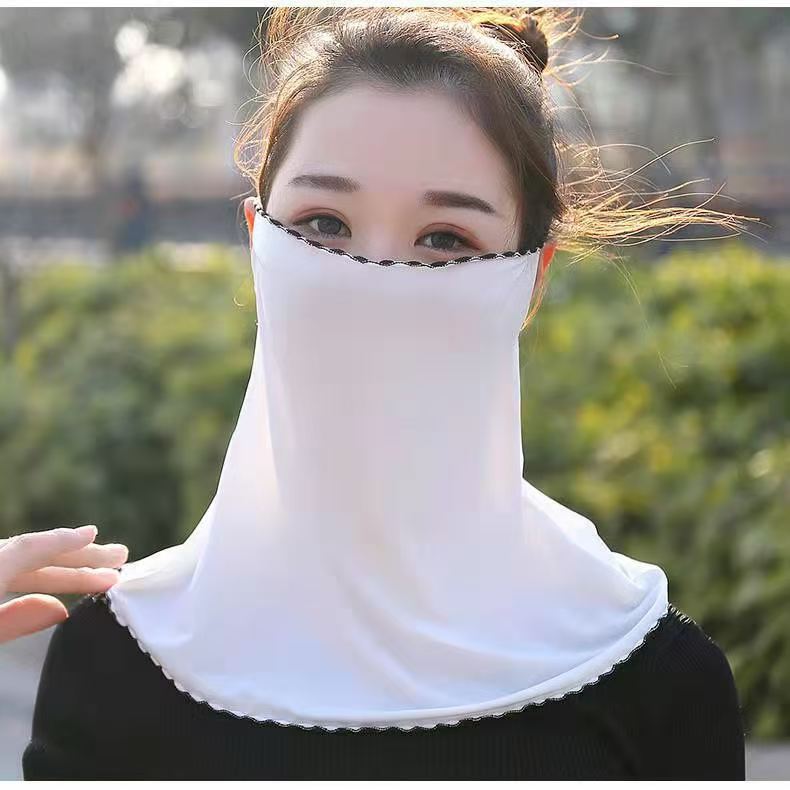 face-covering Veil Summer Ice Silk Sunscreen Mask Women, Veil, Scarf, Neck Protector, Multifunctional Dustproof Face Shield For Driving,_voghion.com