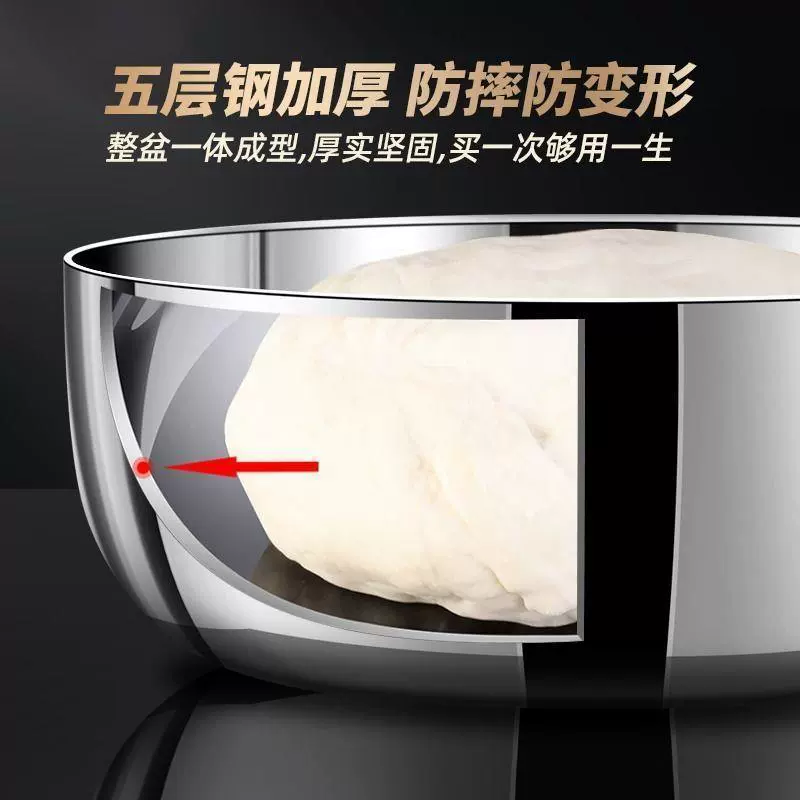 Новая кухонная ёмкость для замешивания теста, суповая кастрюля из нержавеющей стали марки 316 с крышкой, утолщённой раковиной и чашей для бытового использования.