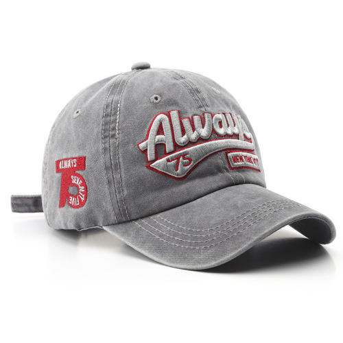 Baseball cap style, washed and distressed letter embroidery duckbill hat, trendy for men, personalized streetwear for women, Korean sunshade