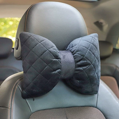 Headrest Car Neck Pillow, Car Bone - quilted-embroidered-bow-headrest-single-pack