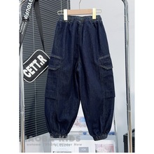 男童工装牛仔裤春秋款中大童潮男哈伦休闲宽松帅气松紧潮流束脚裤