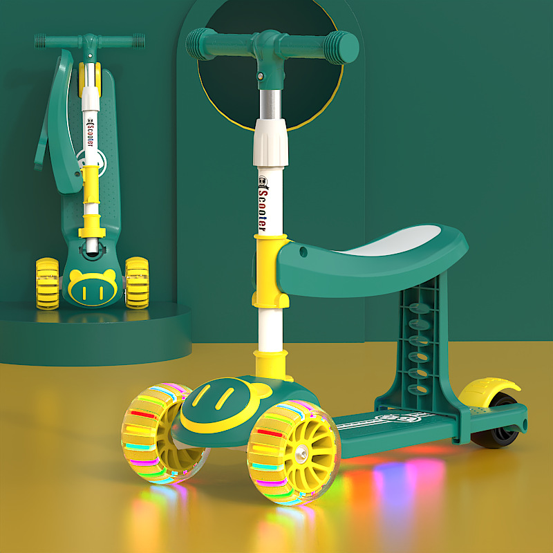 Spot de comercio exterior scooter al por mayor para niños tres en uno sentado y resbaladizo para hombres y mujeres, música para bebés, patinaje ligero